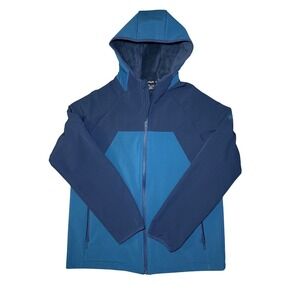 Spyder Softshell Jacket Mens Large Blue Hooded Fleece Lined Full Zip